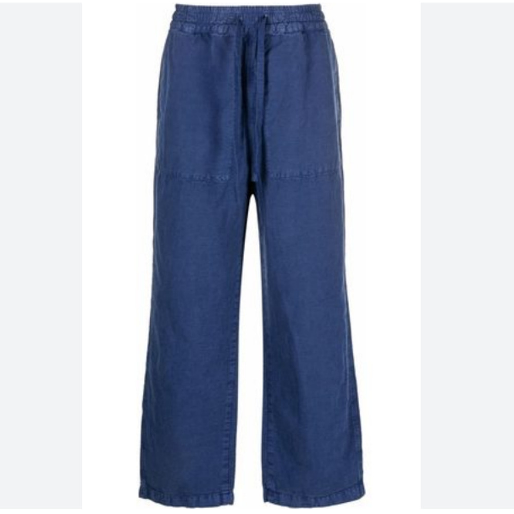 PRESIDENT's Men Linen Wide Leg Trousers Blue Size XL